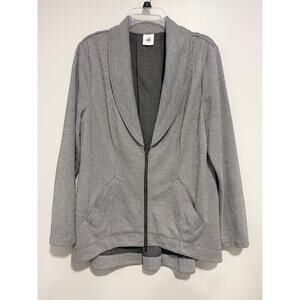 Cabi Drop Off Zip Back Gray Pinstripe Jacket Size Large